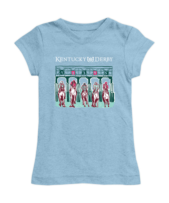 Kentucky Derby Girl´s Fitted Cotton T-shirt  - Light Blue