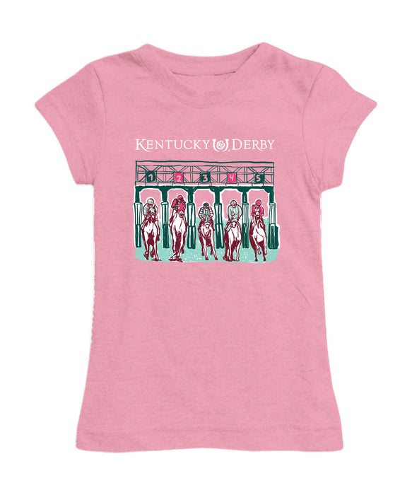 Kentucky Derby Girl´s Fitted Cotton T-shirt  - Light Pink