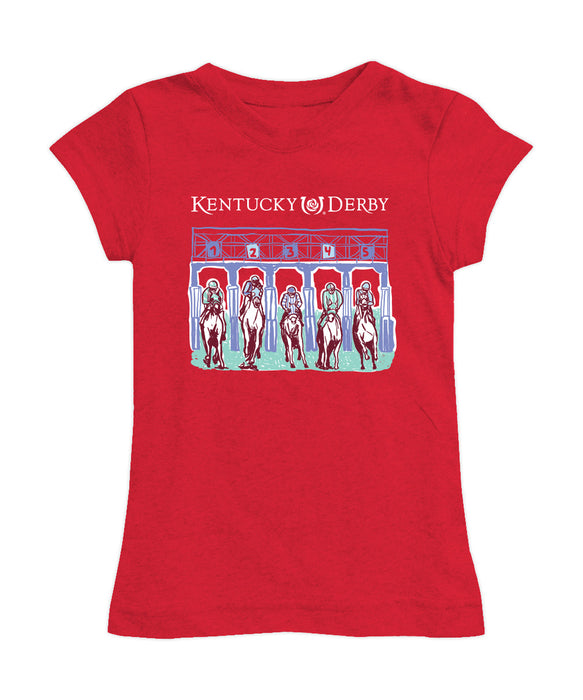 Kentucky Derby Girl´s Fitted Cotton T-shirt  - Red