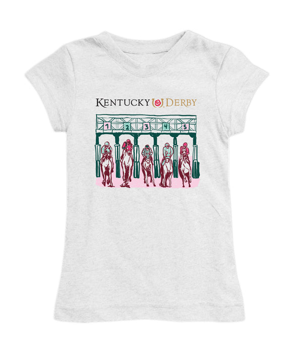 Kentucky Derby Girl´s Fitted Cotton T-shirt  - White