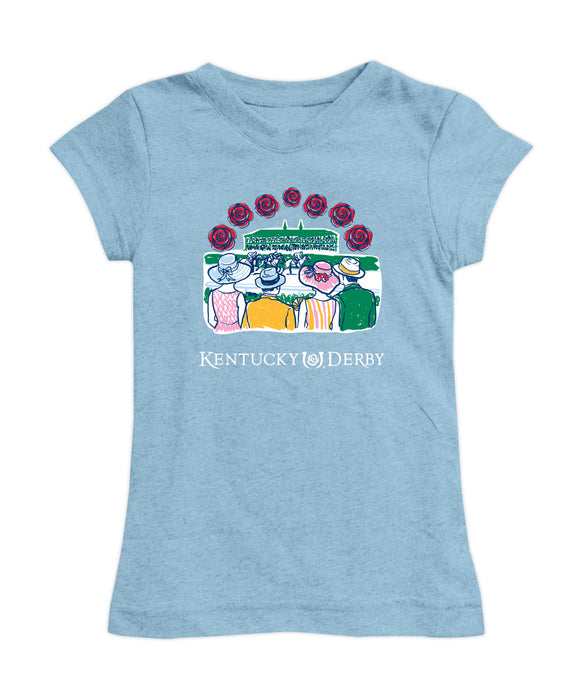 Kentucky Derby Girl´s Fitted Cotton T-shirt  - Light Blue
