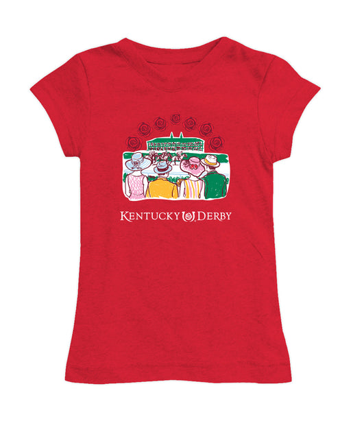 Kentucky Derby Girl´s Fitted Cotton T-shirt  - Red