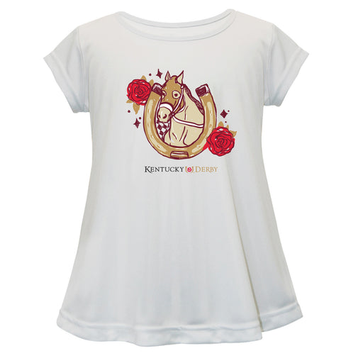 Kentucky Derby Cotton Short Sleeve Youth A-line Top - White