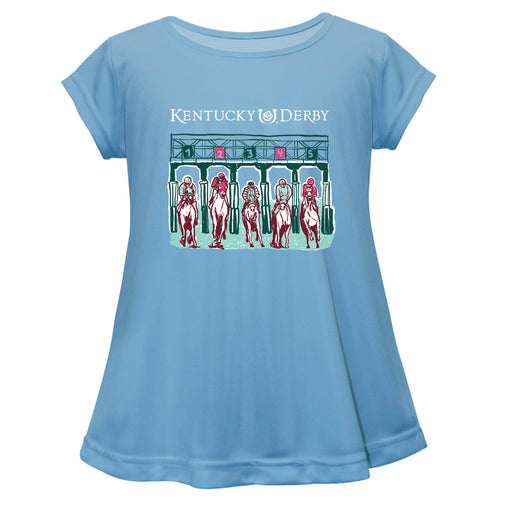 Kentucky Derby Cotton Short Sleeve Youth A-line Top - Light Blue
