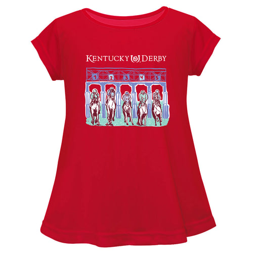 Kentucky Derby Cotton Short Sleeve Youth A-line Top - Red