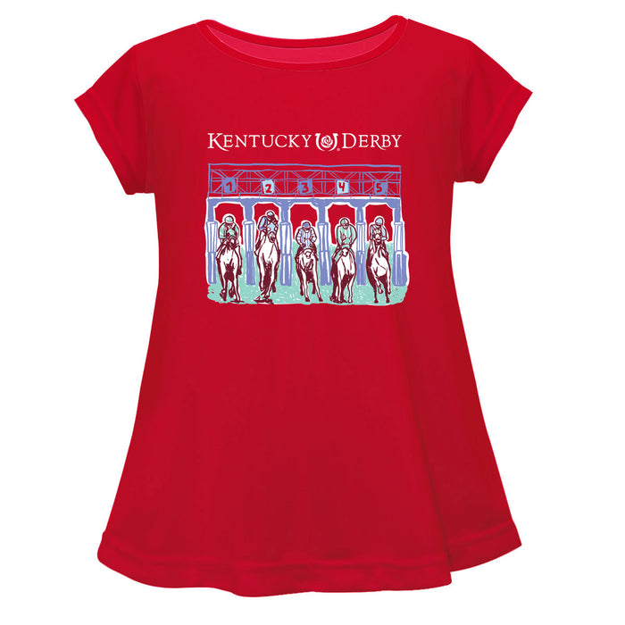 Kentucky Derby Cotton Short Sleeve Youth A-line Top - Red