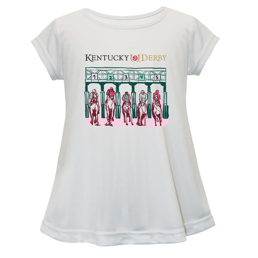 Kentucky Derby Cotton Short Sleeve Youth A-line Top - White