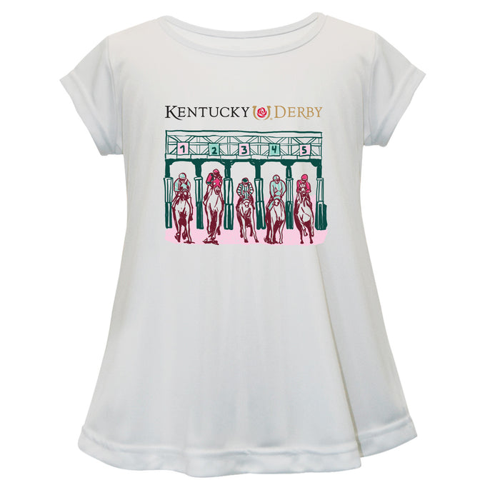 Kentucky Derby Cotton Short Sleeve Youth A-line Top - White