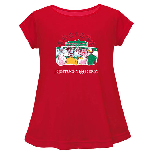 Kentucky Derby Cotton Short Sleeve Youth A-line Top - Red