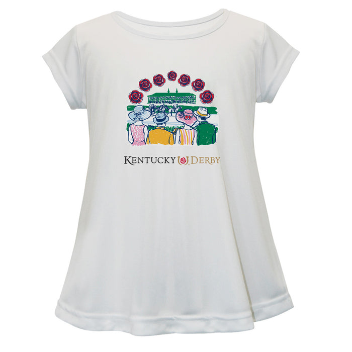 Kentucky Derby Cotton Short Sleeve Youth A-line Top - White