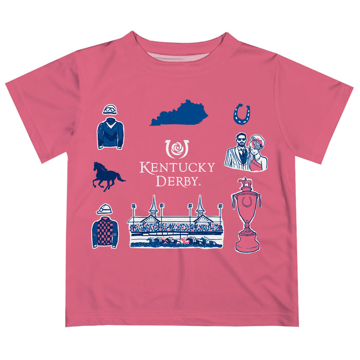Kentucky Derby Vive La Fete Boys Game Day Pink Short Sleeve Tee with Logo Print