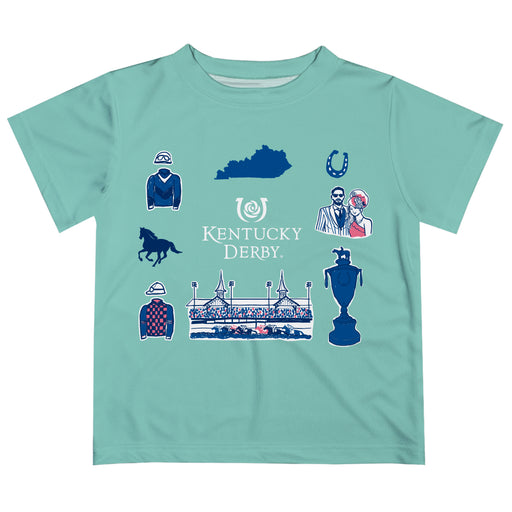 Kentucky Derby Vive La Fete Boys Game Day Mint Short Sleeve Tee with Logo Print