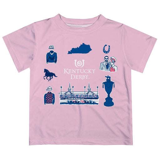 Kentucky Derby Vive La Fete Boys Game Day Pink Short Sleeve Tee with Logo Print