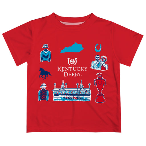 Kentucky Derby Vive La Fete Boys Game Day Red Short Sleeve Tee with Logo Print