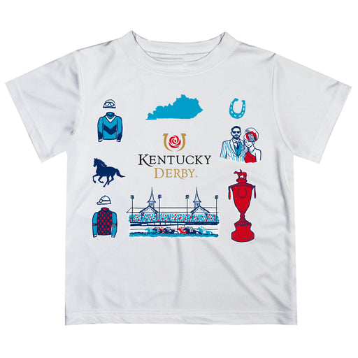 Kentucky Derby Vive La Fete Boys Game Day White Short Sleeve Tee with Logo Print