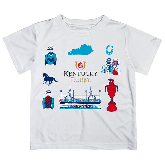 Kentucky Derby Vive La Fete Boys Game Day White Short Sleeve Tee with Logo Print