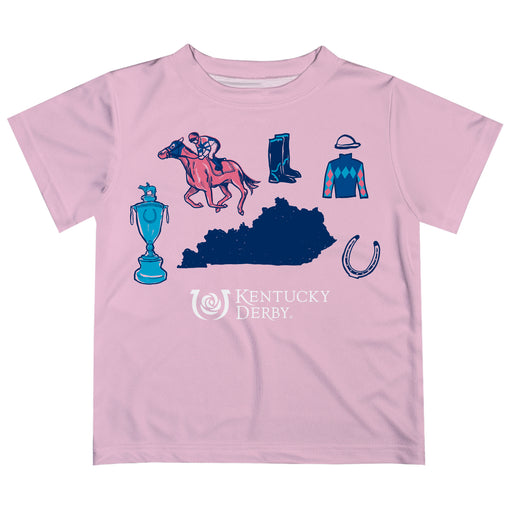 Kentucky Derby Vive La Fete Boys Game Day Pink Short Sleeve Tee with Logo Print