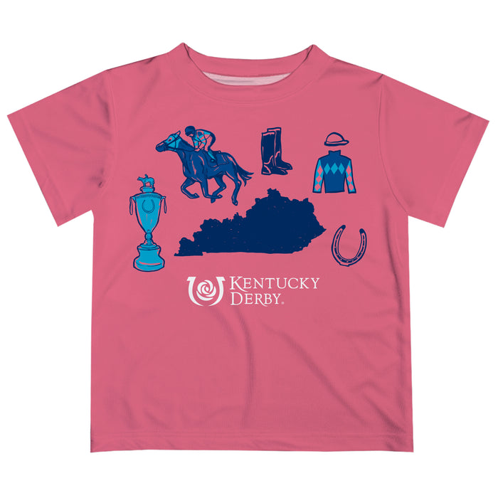 Kentucky Derby Vive La Fete Boys Game Day Pink Short Sleeve Tee with Logo Print