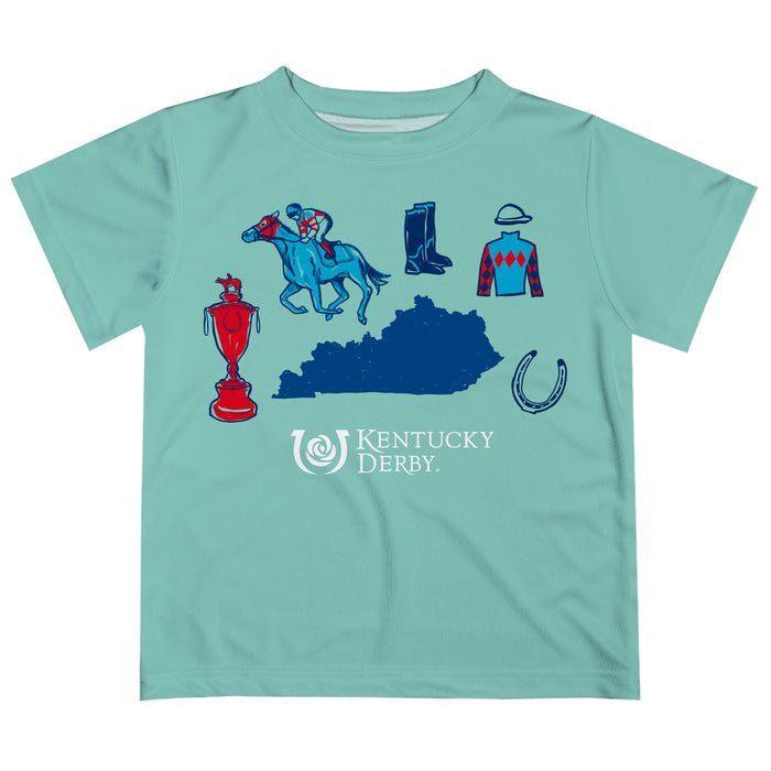 Kentucky Derby Vive La Fete Boys Game Day Mint Short Sleeve Tee with Logo Print