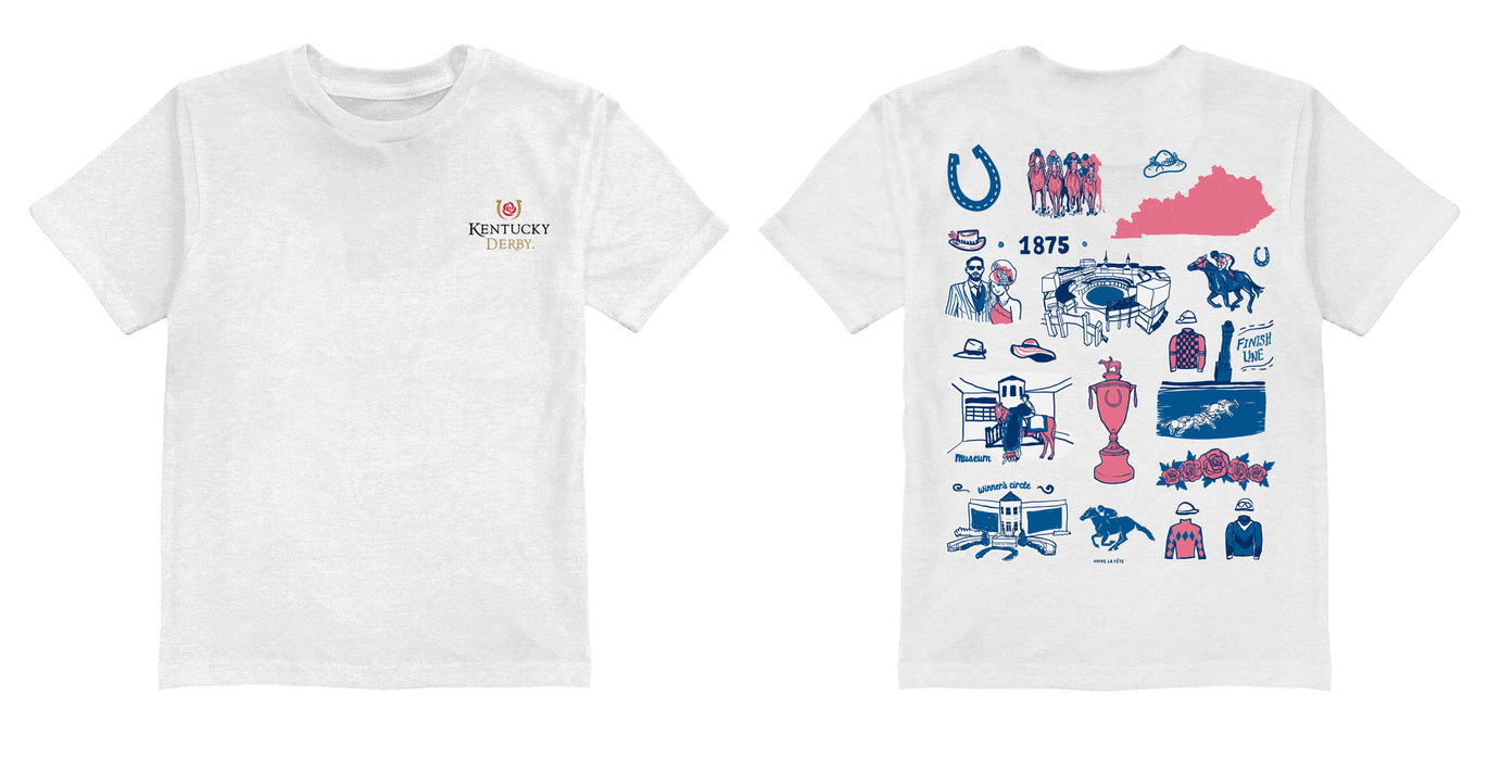 Kentucky Derby Impressions Artwork Youth Cotton T-Shirt  - White