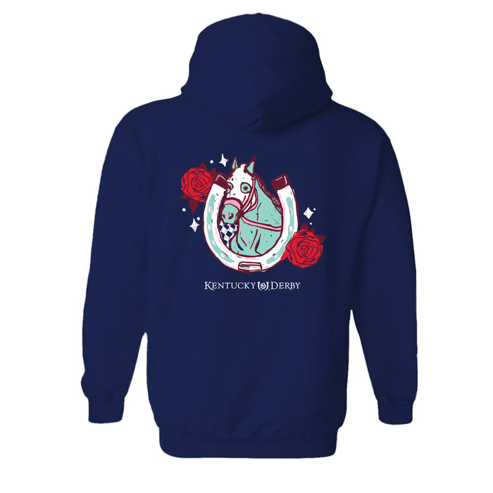 Kentucky Derby Vive La Fete Cotton Pullover Hoodie - Navy