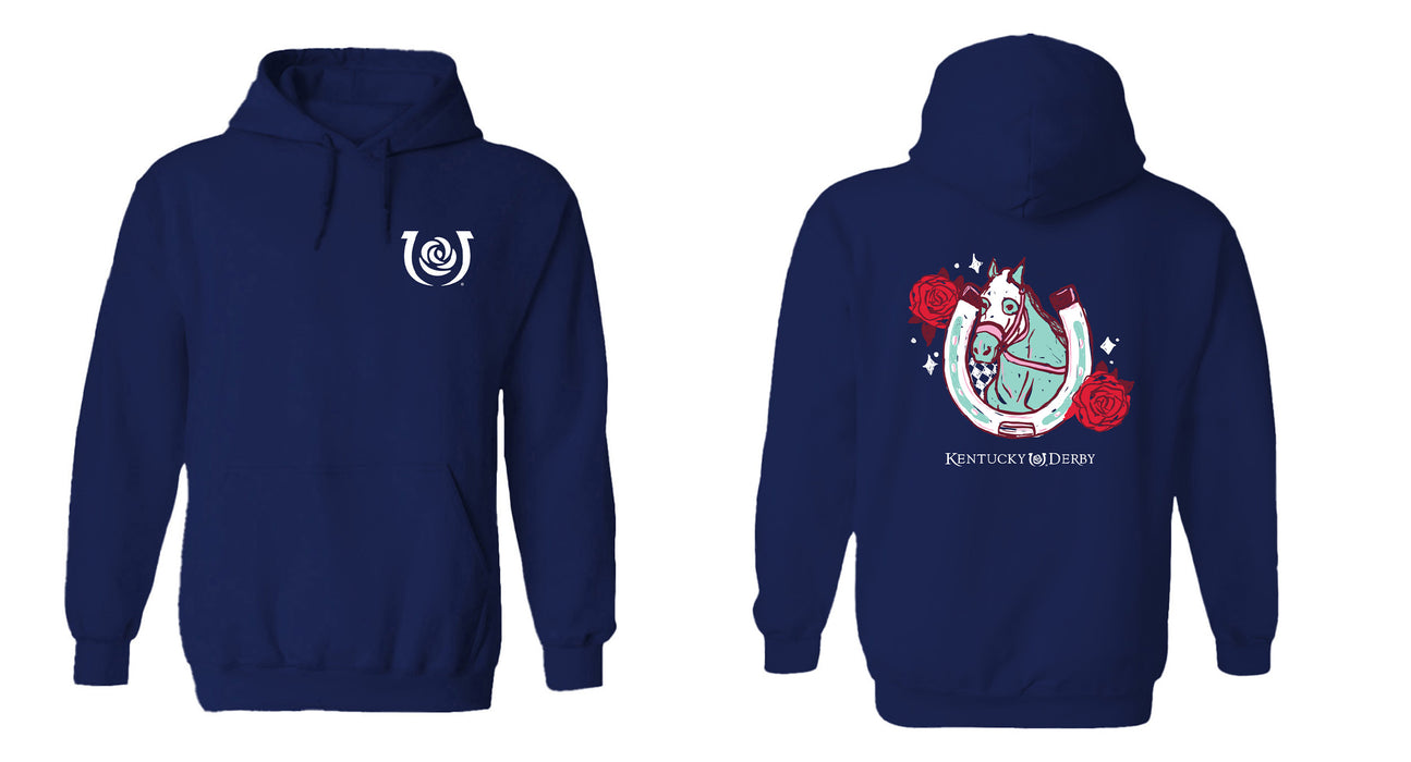 Kentucky Derby Vive La Fete Cotton Pullover Hoodie - Navy