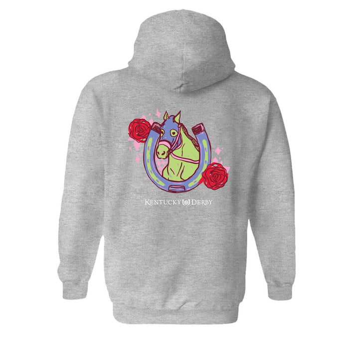 Kentucky Derby Vive La Fete Cotton Pullover Hoodie - Gray
