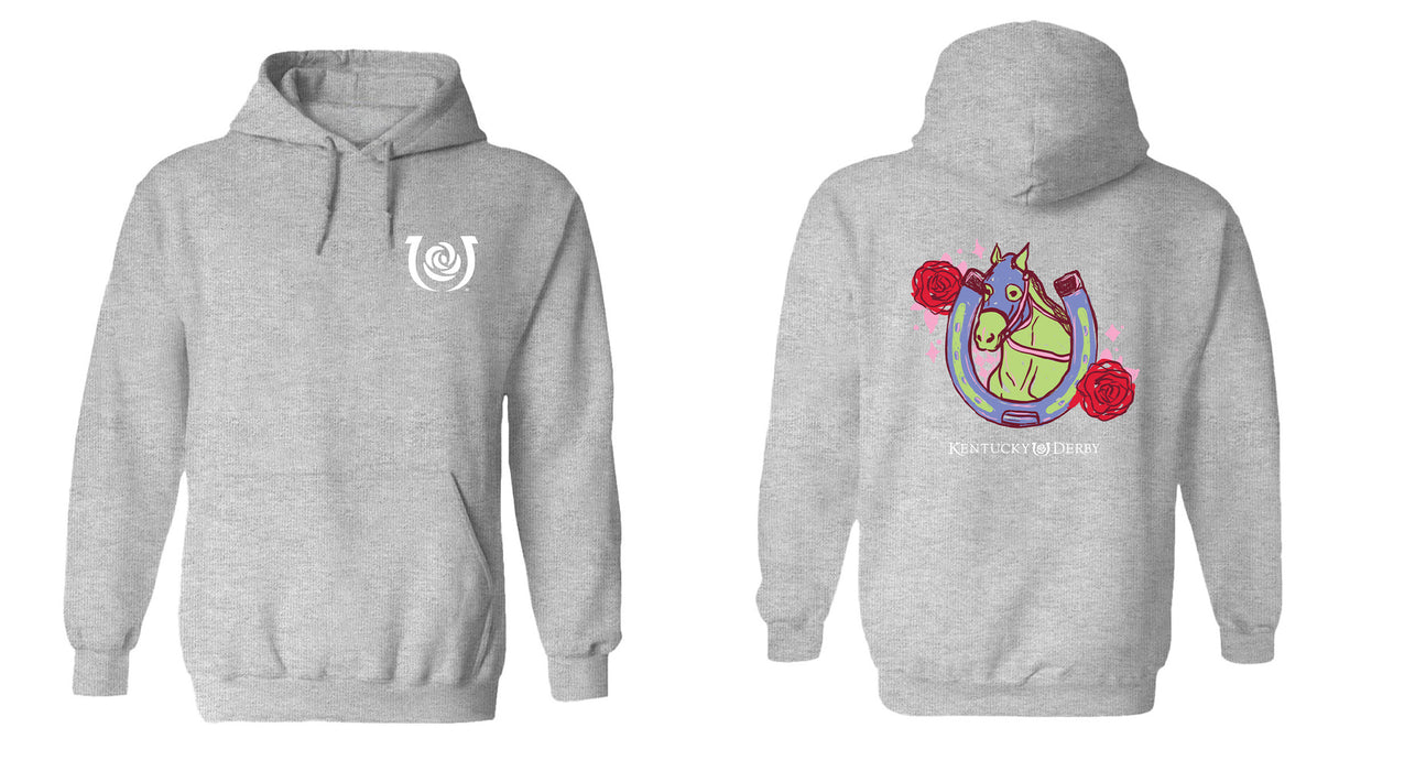 Kentucky Derby Vive La Fete Cotton Pullover Hoodie - Gray