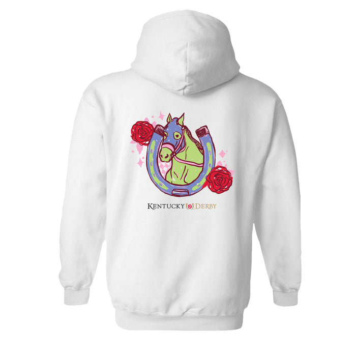 Kentucky Derby Vive La Fete Cotton Pullover Hoodie - White
