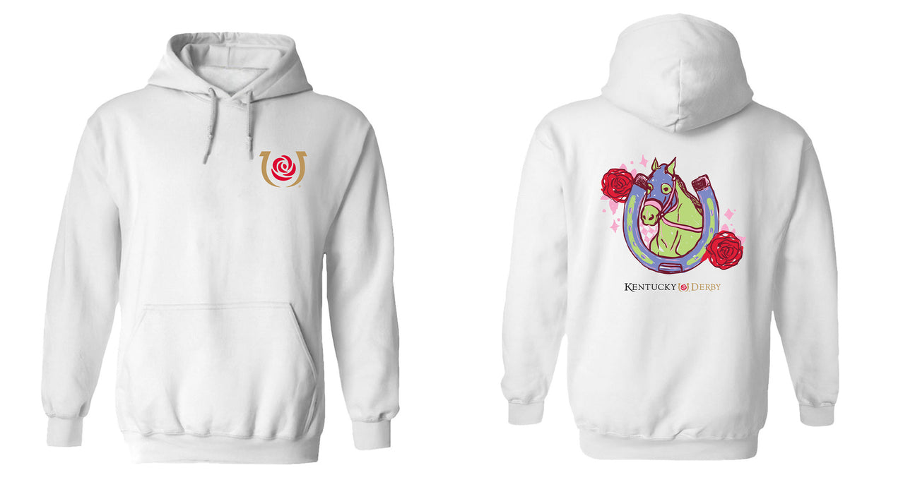 Kentucky Derby Vive La Fete Cotton Pullover Hoodie - White