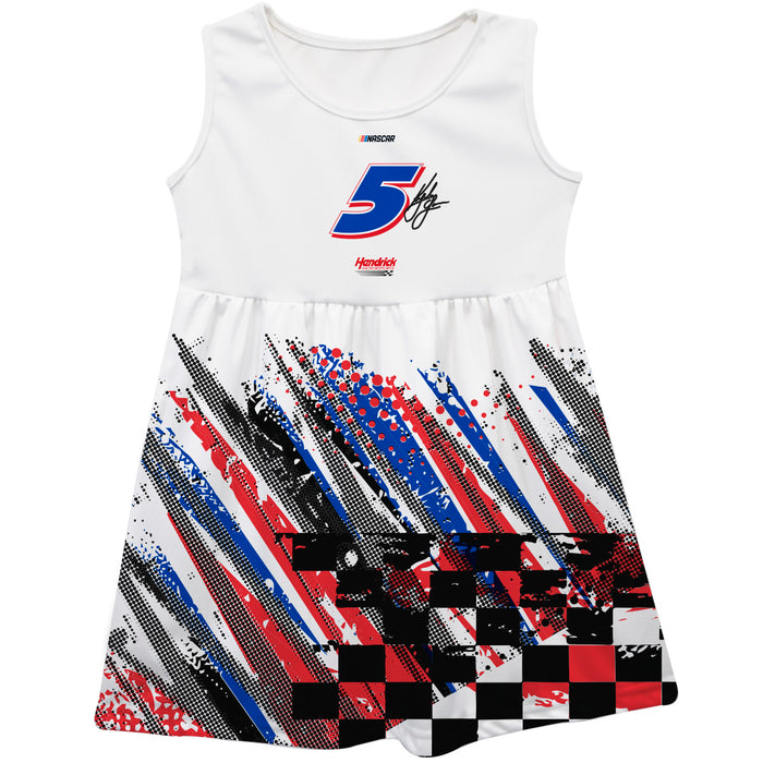 Kyle Larson Nascar Abstract Check Halftones Tank Dress - White