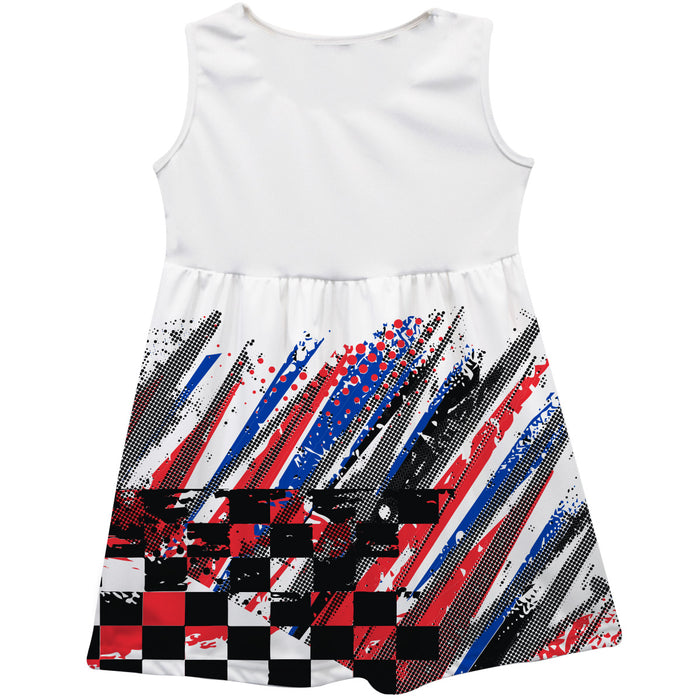 Kyle Larson Nascar Abstract Check Halftones Tank Dress - White