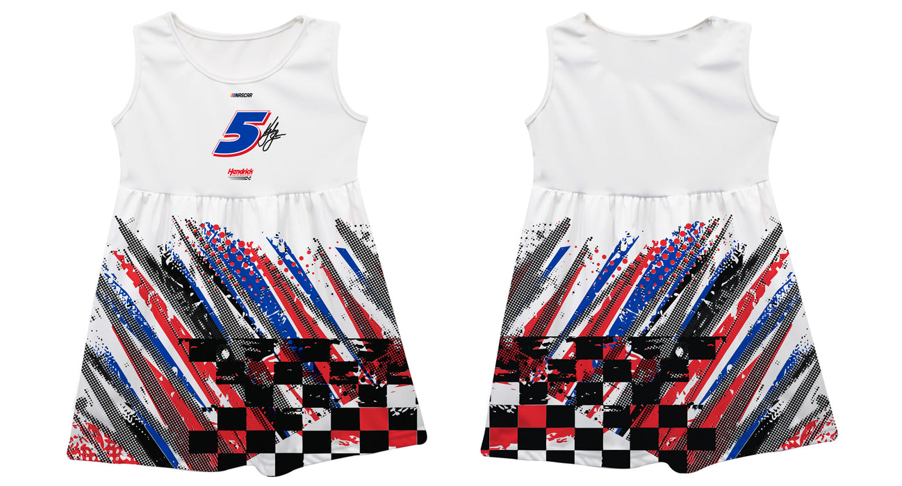 Kyle Larson Nascar Abstract Check Halftones Tank Dress - White
