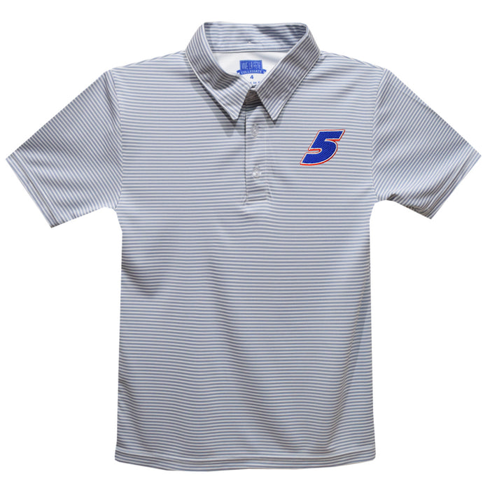 Kyle Larson Vive La Fete Pencil Stripe Polo - Gray