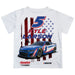 Kyle Larson Vive La Fete Checkered Racing Car T-Shirt- Blue