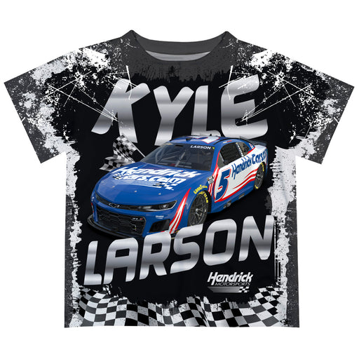 Kyle Larson Vive La Fete Checkered Racing Car T-Shirt- Black
