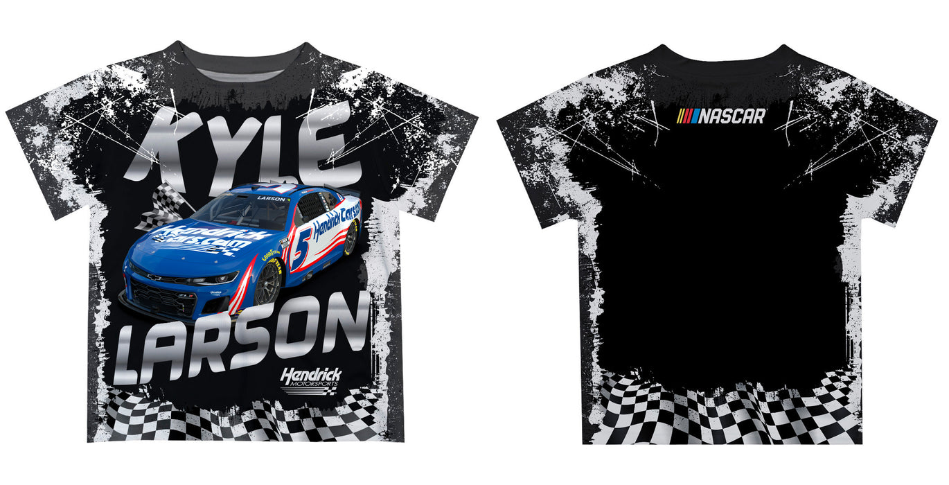 Kyle Larson Vive La Fete Checkered Racing Car T-Shirt- Black