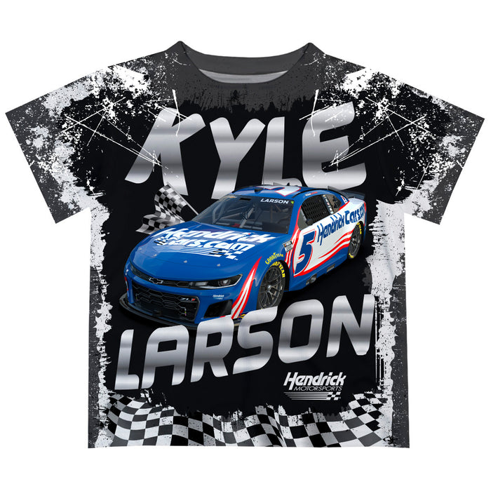 Kyle Larson Vive La Fete Checkered Racing Car T-Shirt- Black