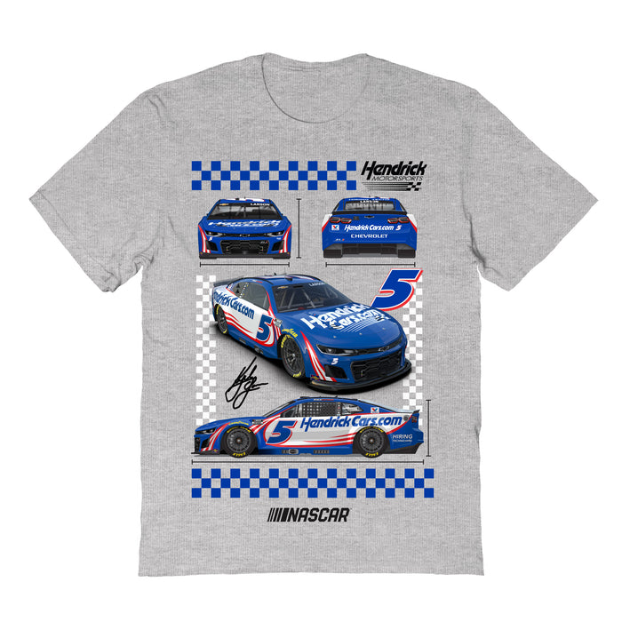 Kyle Larson NASCAR Car View Cotton T-Shirt - Grey