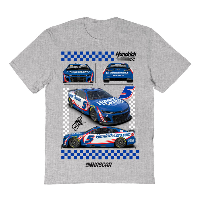 Kyle Larson NASCAR Car View Cotton T-Shirt - Grey