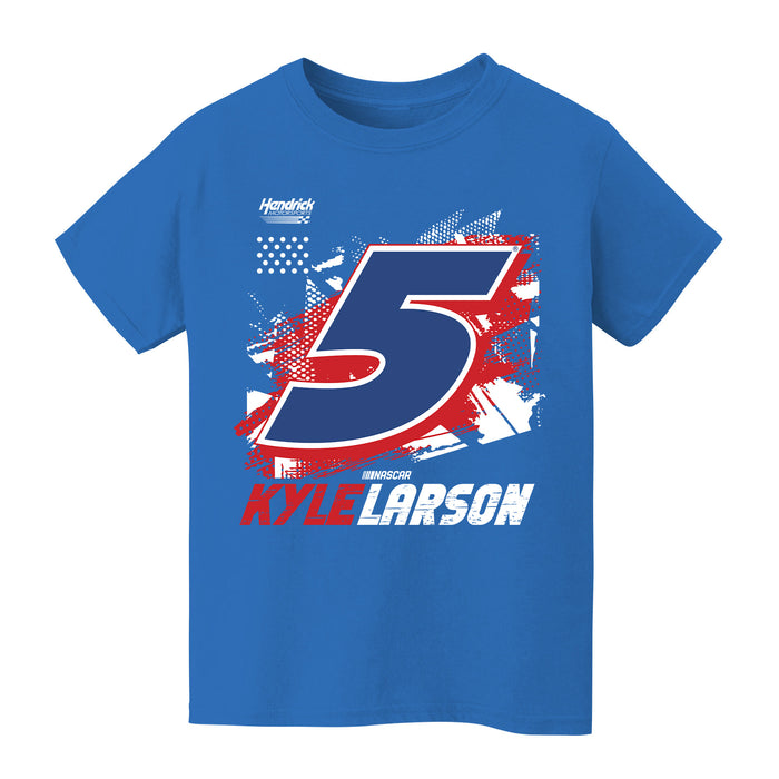 Kyle Larson NASCAR Abstract Halftone Front Cotton T-Shirt - Light Blue