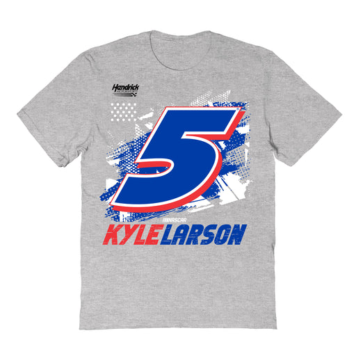 Kyle Larson NASCAR Abstract Check Halftones Cotton T-Shirt - Grey