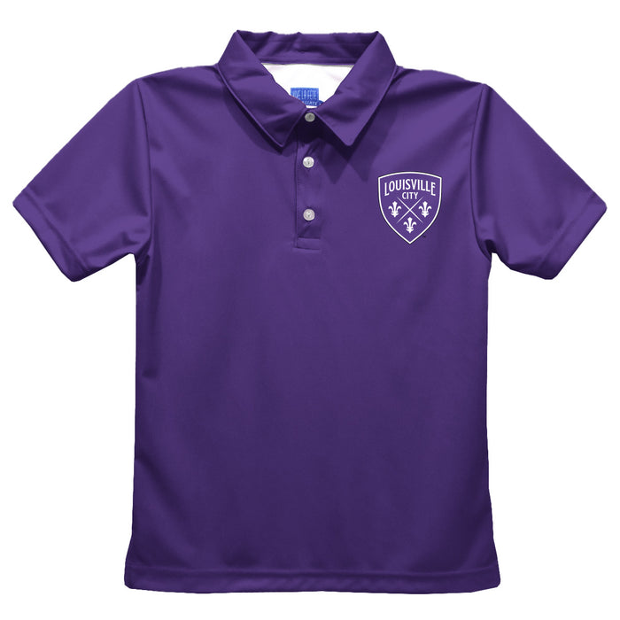 Louisville City FC Boys Solid Purple Short Sleeve Polo Shirt