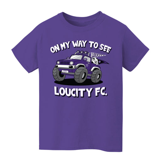 Louisville City FC On My Way Monster Truck Purple Cotton Short Sleeve Tee