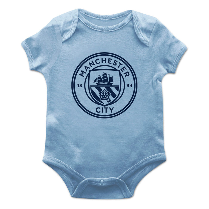 Manchester City Infant Light Blue Short Sleeve Bodysuit With Logo
