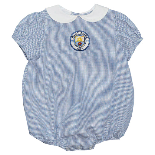 Manchester City Embroidered Light Blue Girls Baby Bubble Short Sleeve
