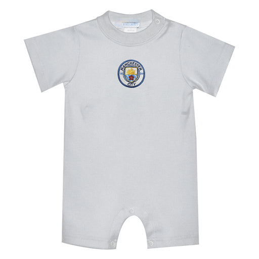 Manchester City Embroidered White Knit Short Sleeve Boys Romper