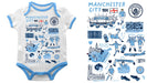 Manchester City Hand Sketched Impressions Artwork Infant White Short Sleeve Bodysuit - Vive La Fête - Online Apparel Store