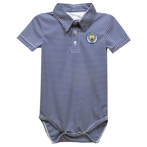 Manchester City Embroidered Navy Stripes Knit Polo Onesie