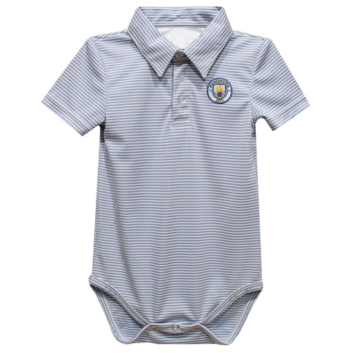 Manchester City Embroidered Gray Stripes Knit Polo Onesie